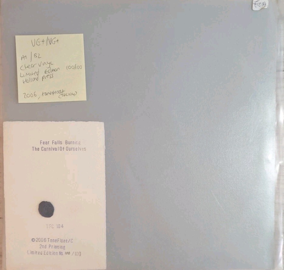 Fear Falls Burning Carnival of Ourselves Clear Vinyl Record VG+/VG+ TFC104 2005 sleeve