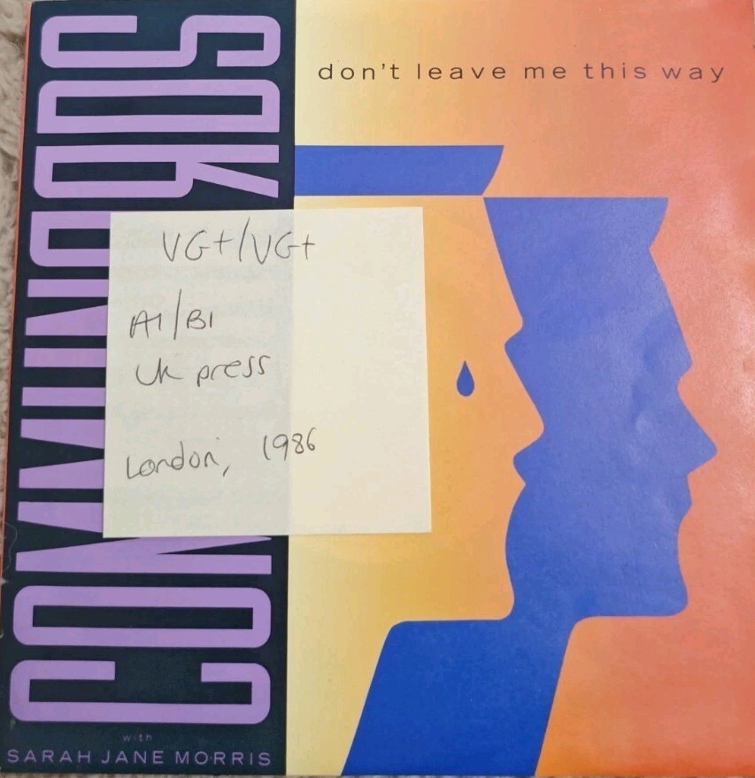 Communards Don't Leave Me This Way Vinyl Record 7" VG+/VG+ LON103 vinyl record sleeve Communards Don't Leave Me This Way Vinyl Record 7" VG+/VG+ LON103 sleeve