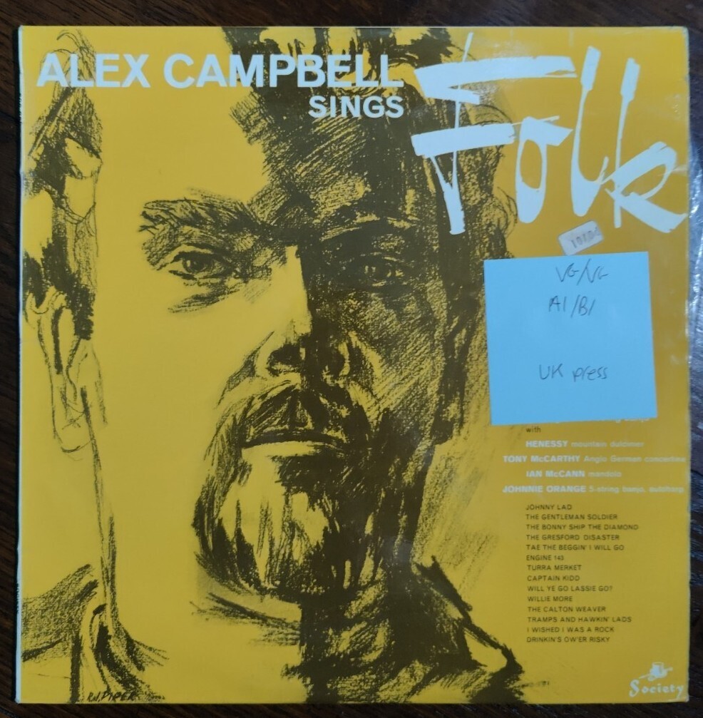 Alex Campbell Sings Folk Session Arc Society Vinyl Record LP VG/VG SOC 960 1964 1st vinyl record sleeve Alex Campbell Sings Folk Session Arc Society Vinyl Record LP VG/VG SOC 960 1964 1st sleeve