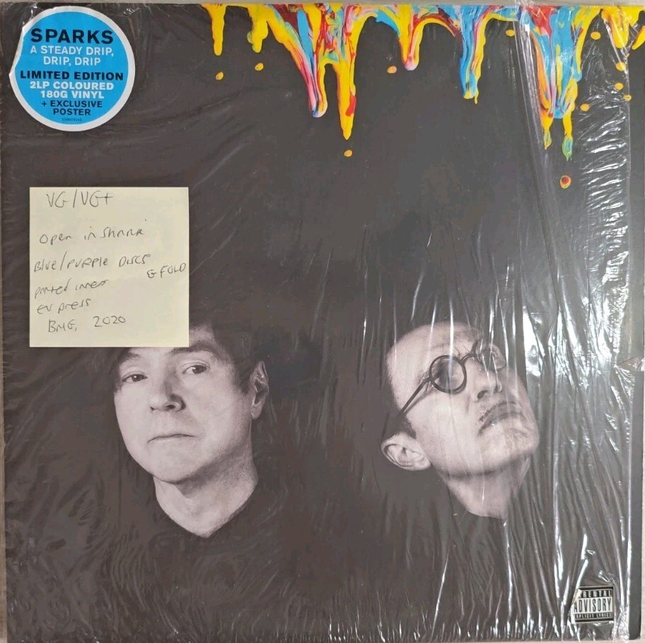 Sparks A Steady Drip, Drip, Drip Blue/ Purple Vinyl Record 2LP VG/VG+ 2020 vinyl record sleeve Sparks A Steady Drip, Drip, Drip Blue/ Purple Vinyl Record 2LP VG/VG+ 2020 sleeve