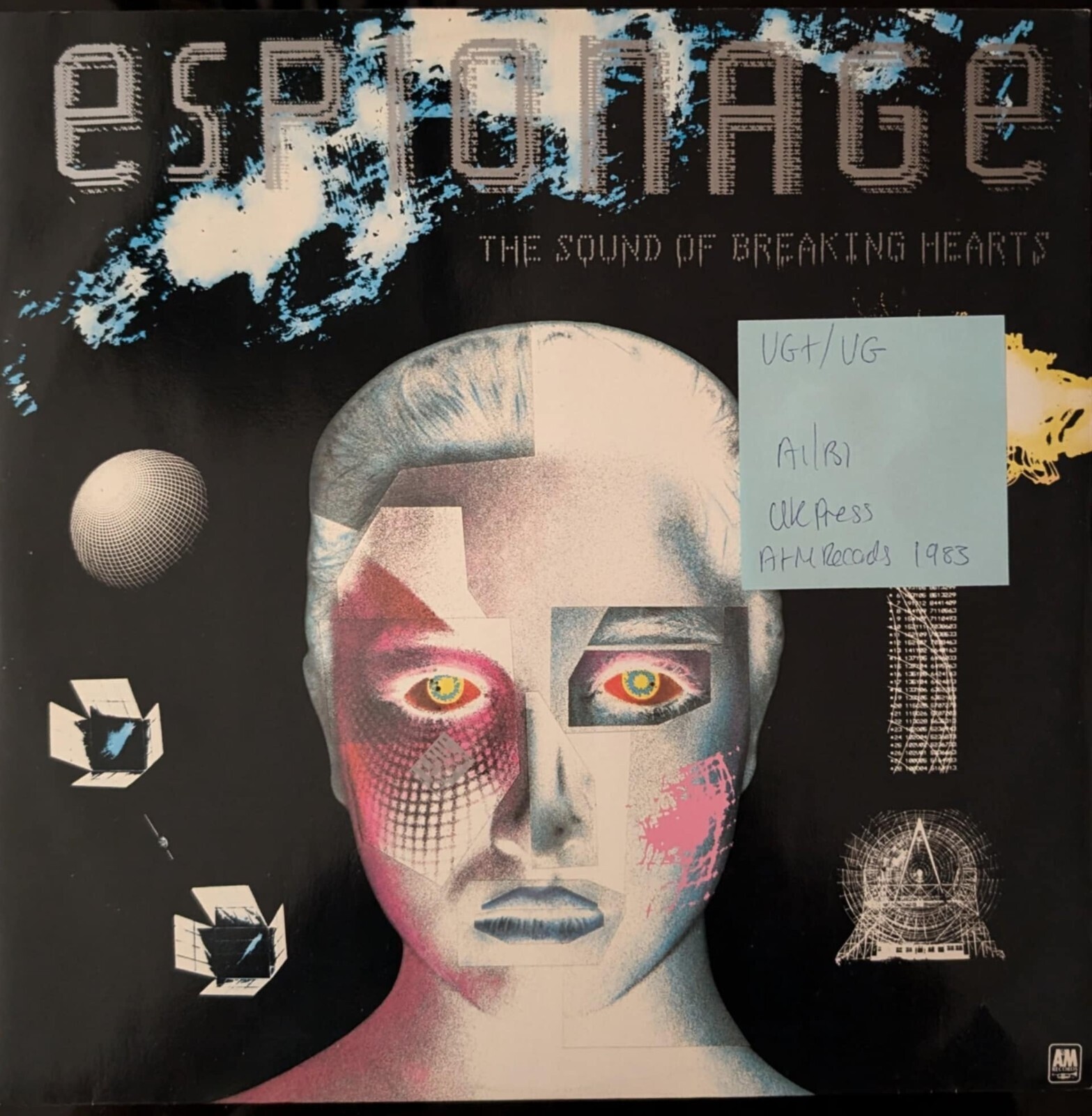 Espionage The Sound Of Breaking Hearts Vinyl Record 12" VG+/VG AMX105 1983 vinyl record sleeve Espionage The Sound Of Breaking Hearts Vinyl Record 12" VG+/VG AMX105 1983 sleeve