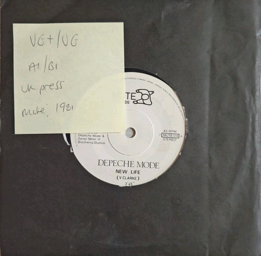 Depeche Mode New Life Vinyl Record 7" VG+/VG Mute 014 1981 vinyl record sleeve Depeche Mode New Life Vinyl Record 7" VG+/VG Mute 014 1981 sleeve