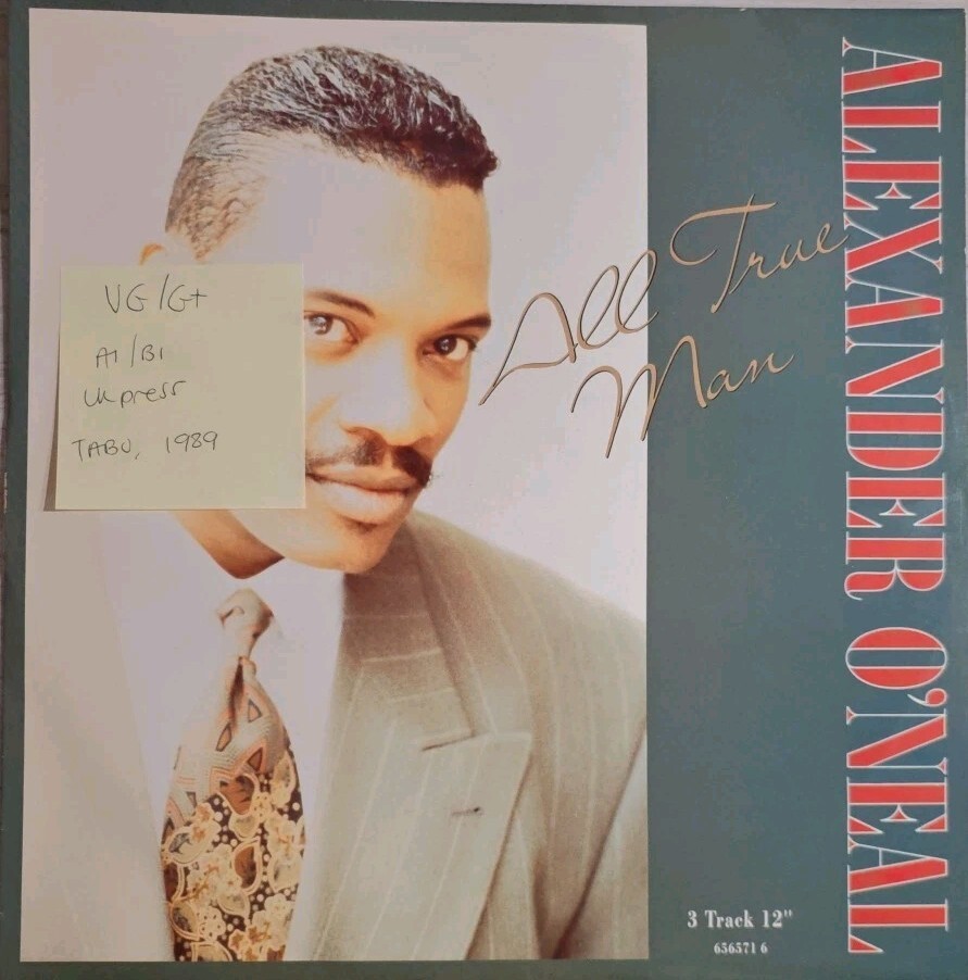 Alexander O'Neal All True Man Vinyl Record 12" VG/G+ 656571 1989 vinyl record sleeve Alexander O'Neal All True Man Vinyl Record 12" VG/G+ 656571 1989 sleeve