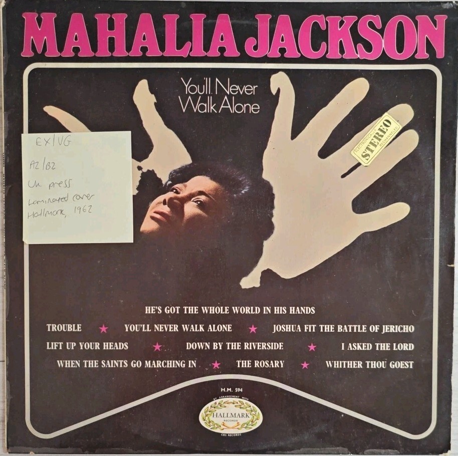Mahalia Jackson You'll Never Walk Alone Vinyl Record LP EX/VG HM 594 1962 vinyl record sleeve Mahalia Jackson You'll Never Walk Alone Vinyl Record LP EX/VG HM 594 1962 sleeve