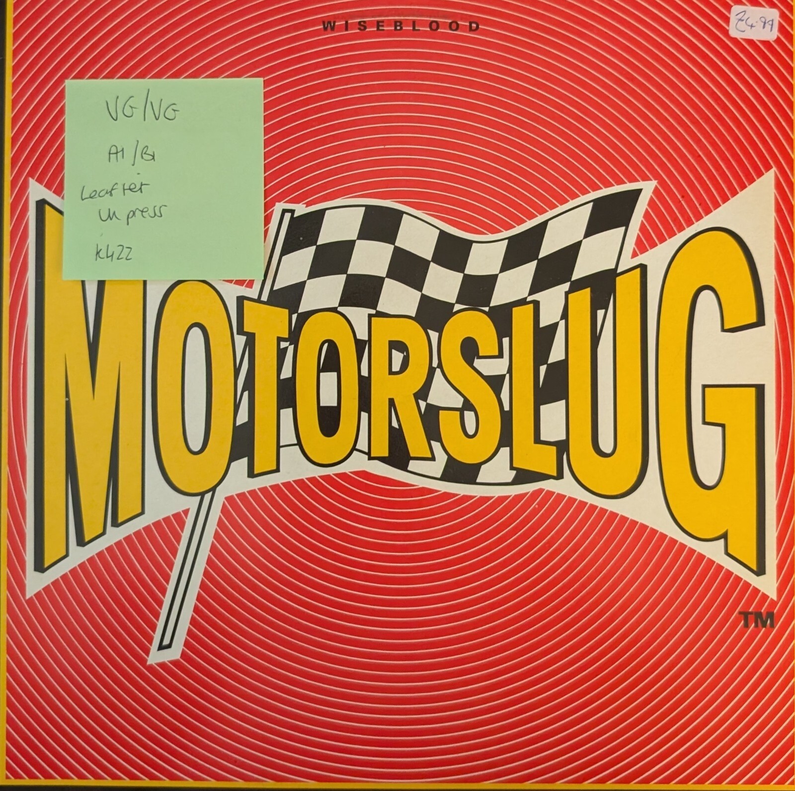 Wiseblood Motorslug Vinyl Record LP VG/VG WISE112 vinyl record sleeve Wiseblood Motorslug Vinyl Record LP VG/VG WISE112 sleeve