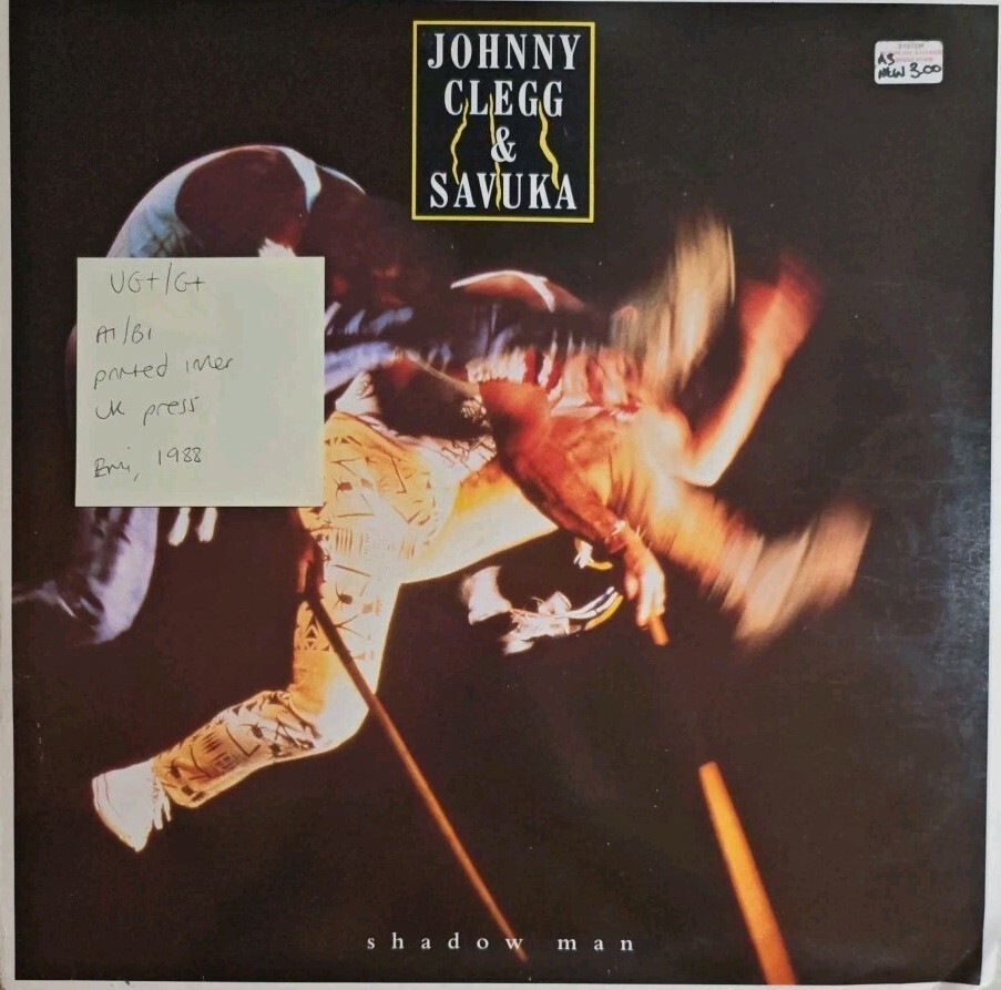 Johnny Clegg & Savuka Shadow Man Vinyl Record LP VG+/G+ EMC3547 1988 vinyl record sleeve Johnny Clegg & Savuka Shadow Man Vinyl Record LP VG+/G+ EMC3547 1988 sleeve