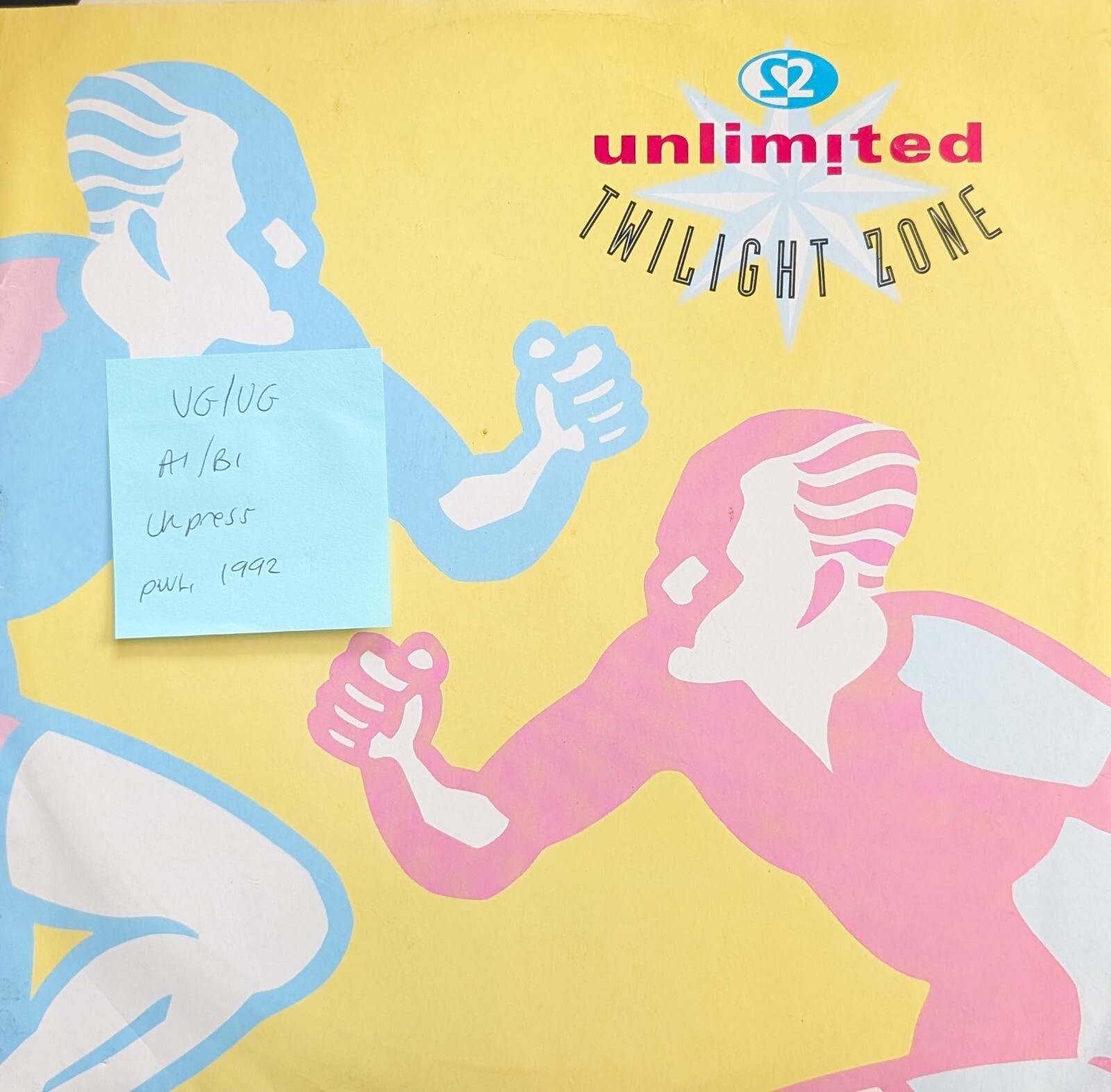 2 Unlimited Twilight Zone Vinyl Record 12" VG/VG PWLT 211 1992 vinyl record sleeve 2 Unlimited Twilight Zone Vinyl Record 12" VG/VG PWLT 211 1992 sleeve