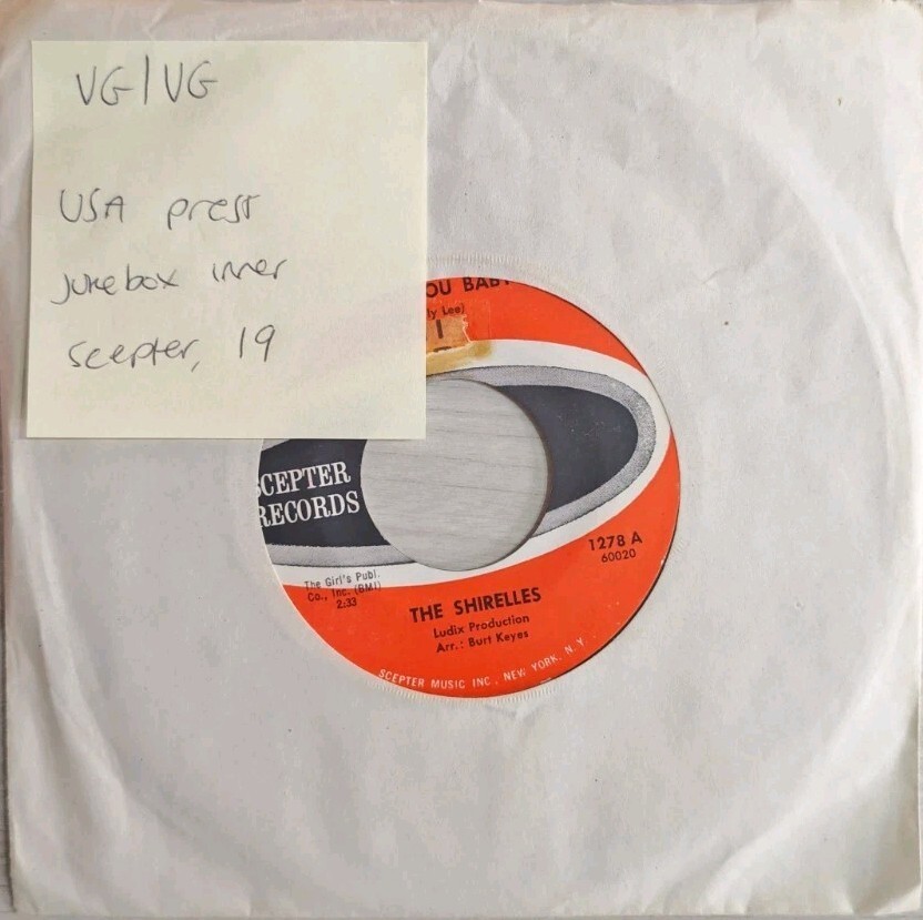 The Shirelles Thank You Baby Vinyl Record 7" VG/VG 1278 vinyl record sleeve The Shirelles Thank You Baby Vinyl Record 7" VG/VG 1278 sleeve