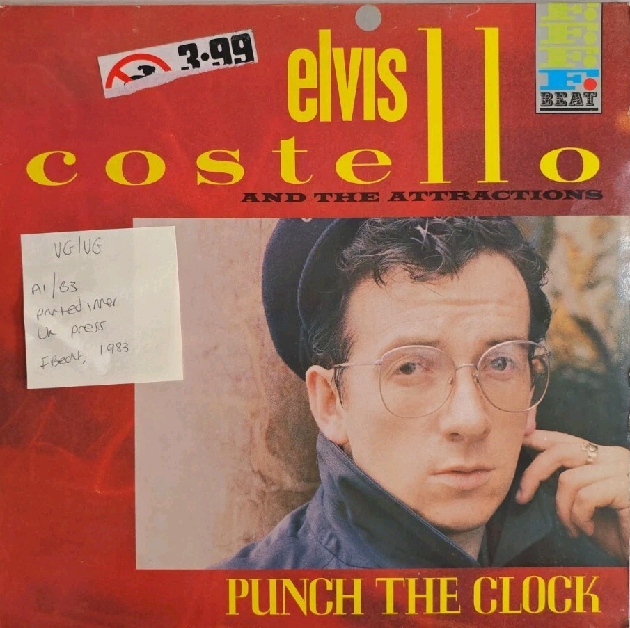 Elvis Costello & The Attractions Punch The Clock Vinyl Record LP VG/VG XXLP19 1983 vinyl record sleeve Elvis Costello & The Attractions Punch The Clock Vinyl Record LP VG/VG XXLP19 1983 sleeve