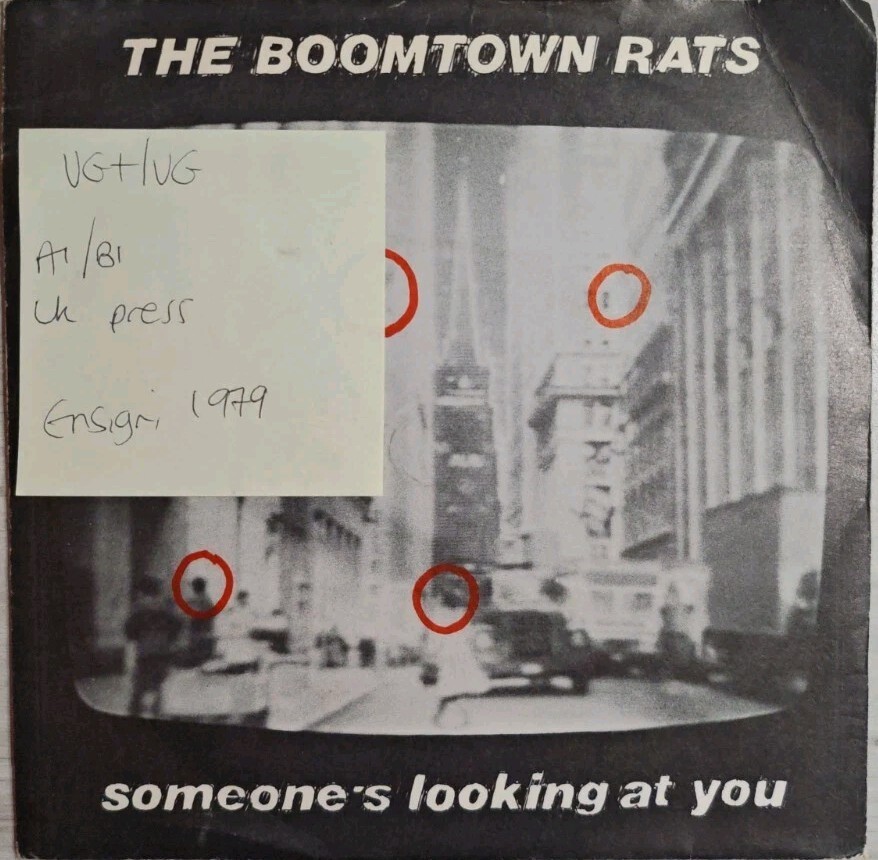 The Boomtown Rats Someone's Looking At You Vinyl Record 7" VG+/VG ENY 34 1979 vinyl record sleeve The Boomtown Rats Someone's Looking At You Vinyl Record 7" VG+/VG ENY 34 1979 sleeve
