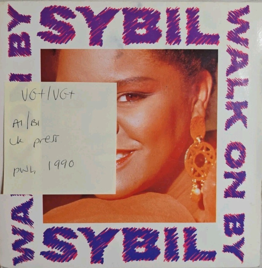 Sybil Walk On By Vinyl Record 7" VG+/VG+ PWL 48 1990 vinyl record sleeve Sybil Walk On By Vinyl Record 7" VG+/VG+ PWL 48 1990 sleeve