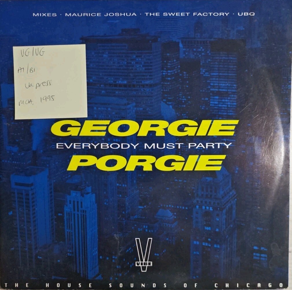 Georgie Porgie Everybody Must Party Vinyl Record 12" VG/VG MCST2068 1995 vinyl record sleeve Georgie Porgie Everybody Must Party Vinyl Record 12" VG/VG MCST2068 1995 sleeve