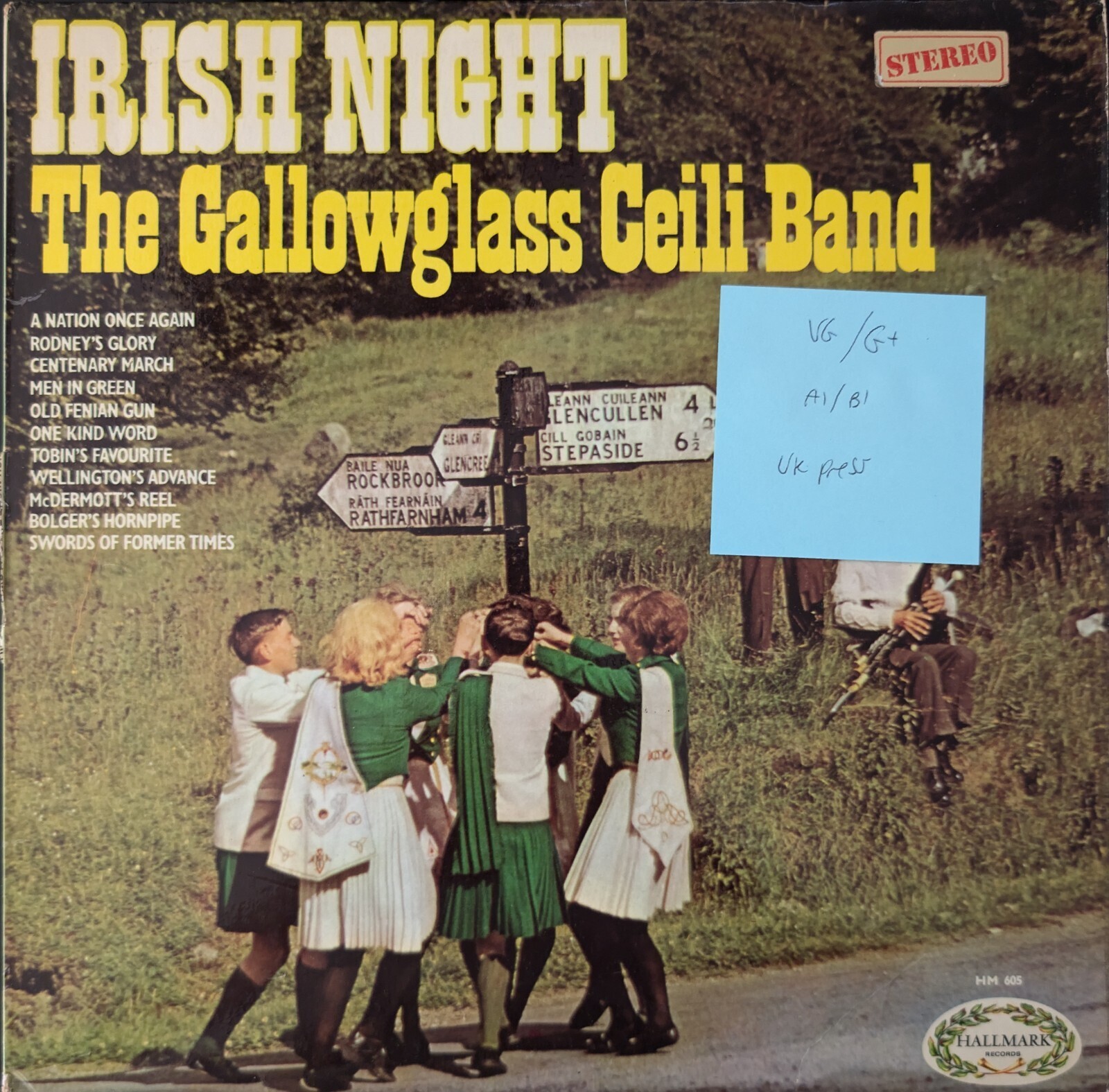 Various Irish Night The Gallowglass Ceili Band Vinyl Record LP VG/G+ HM 605 1968 vinyl record sleeve Various Irish Night The Gallowglass Ceili Band Vinyl Record LP VG/G+ HM 605 1968 sleeve