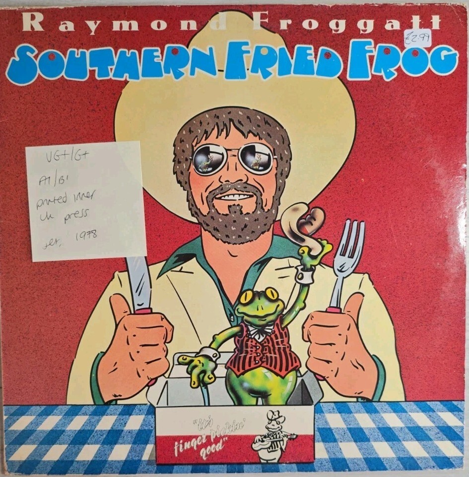 Raymond Froggatt Southern Fried Frog Vinyl Record LP VG+/G+ ETLP 209 1978 vinyl record sleeve Raymond Froggatt Southern Fried Frog Vinyl Record LP VG+/G+ ETLP 209 1978 sleeve
