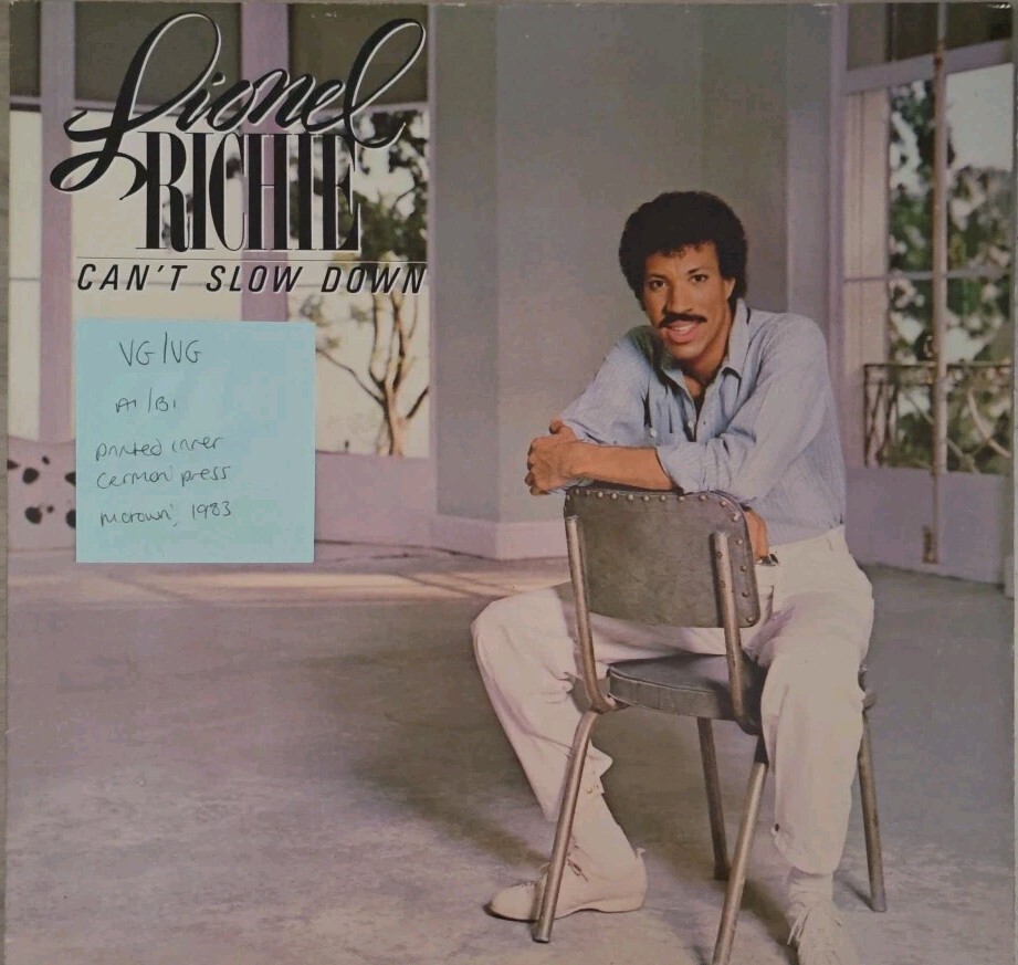 Lionel Ritchie Can't Slow Down Vinyl Record VG/VG ZL72020 1983 vinyl record sleeve Lionel Ritchie Can't Slow Down Vinyl Record VG/VG ZL72020 1983 sleeve