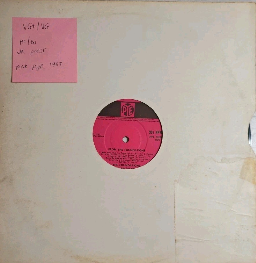 The Foundations From The Foundations Vinyl Record VG+/VG NPL 18206 1967 vinyl record sleeve The Foundations From The Foundations Vinyl Record VG+/VG NPL 18206 1967 sleeve