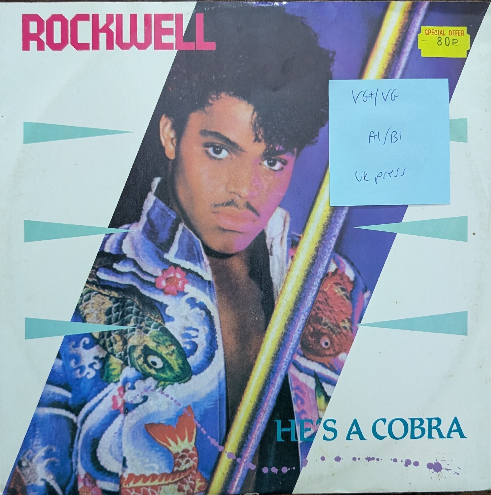 Rockwell He's A Cobra Vinyl Record VG+/VG TMGT1374 1985 1st Press sleeve