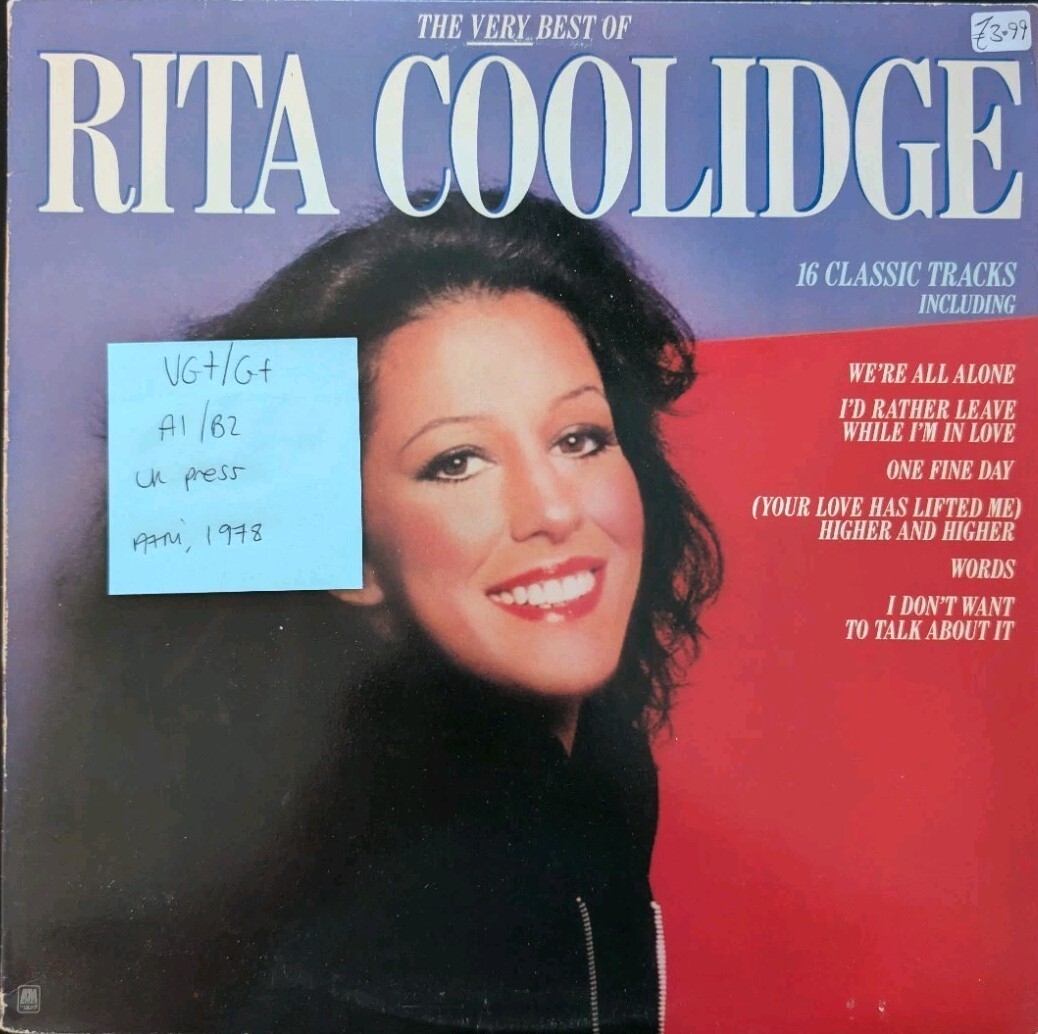 Rita Coolidge The Very Best Of Vinyl Record LP VG+/G+ AMLH 68520 1978 vinyl record sleeve Rita Coolidge The Very Best Of Vinyl Record LP VG+/G+ AMLH 68520 1978 sleeve