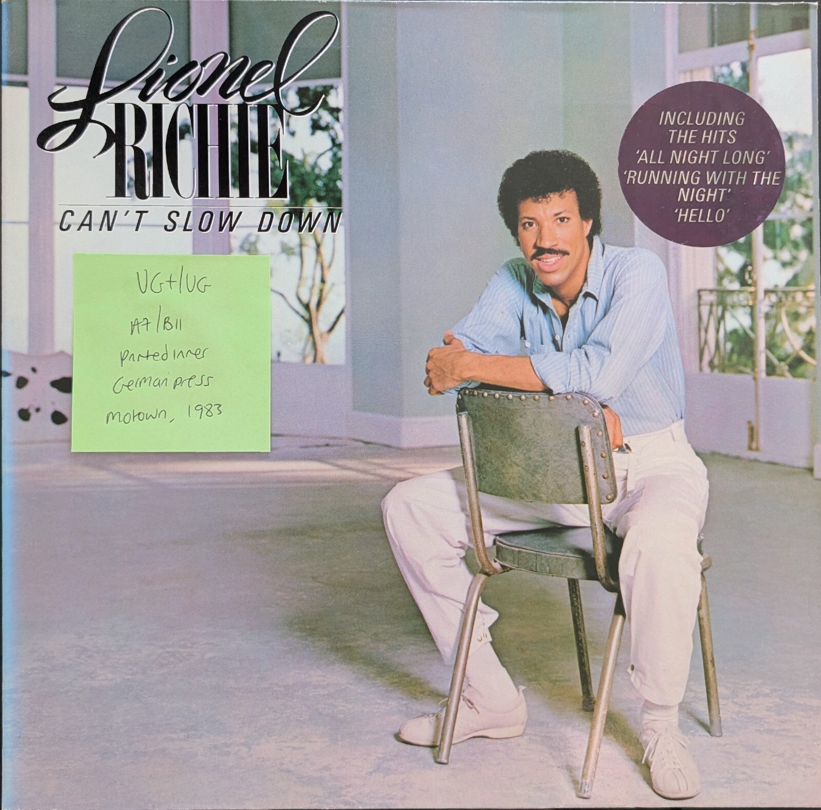Lionel Ritchie Can't Slow Down Vinyl Record VG+/VG ZL72020 1983 sleeve