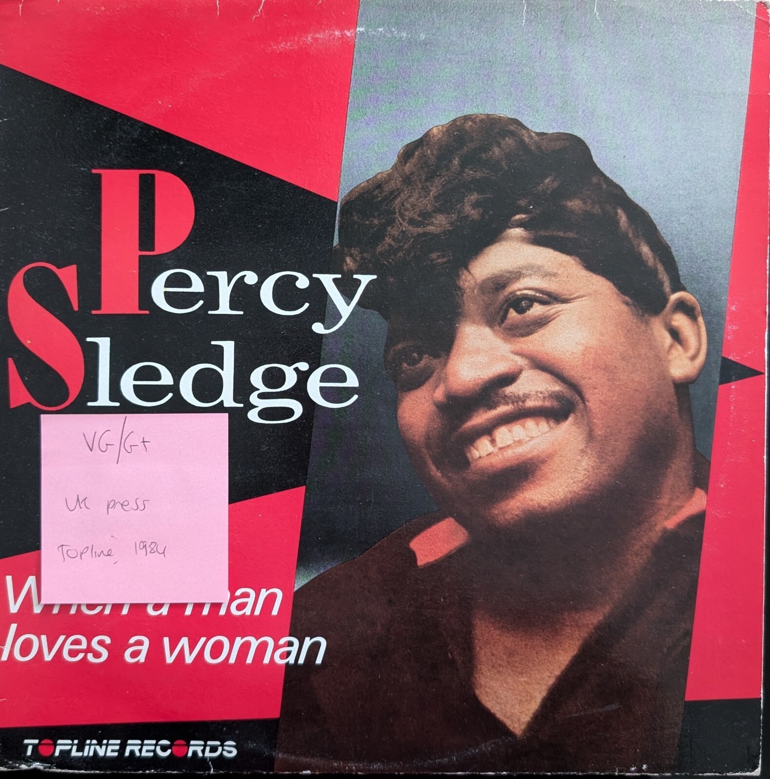 Percy Sledge When A Man Loves A Women Vinyl Record VG/G+  TOP113 1984 sleeve